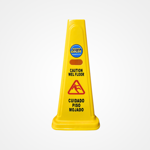 Letrero Preventivo en Forma de Cono "Cuidado Piso Mojado"