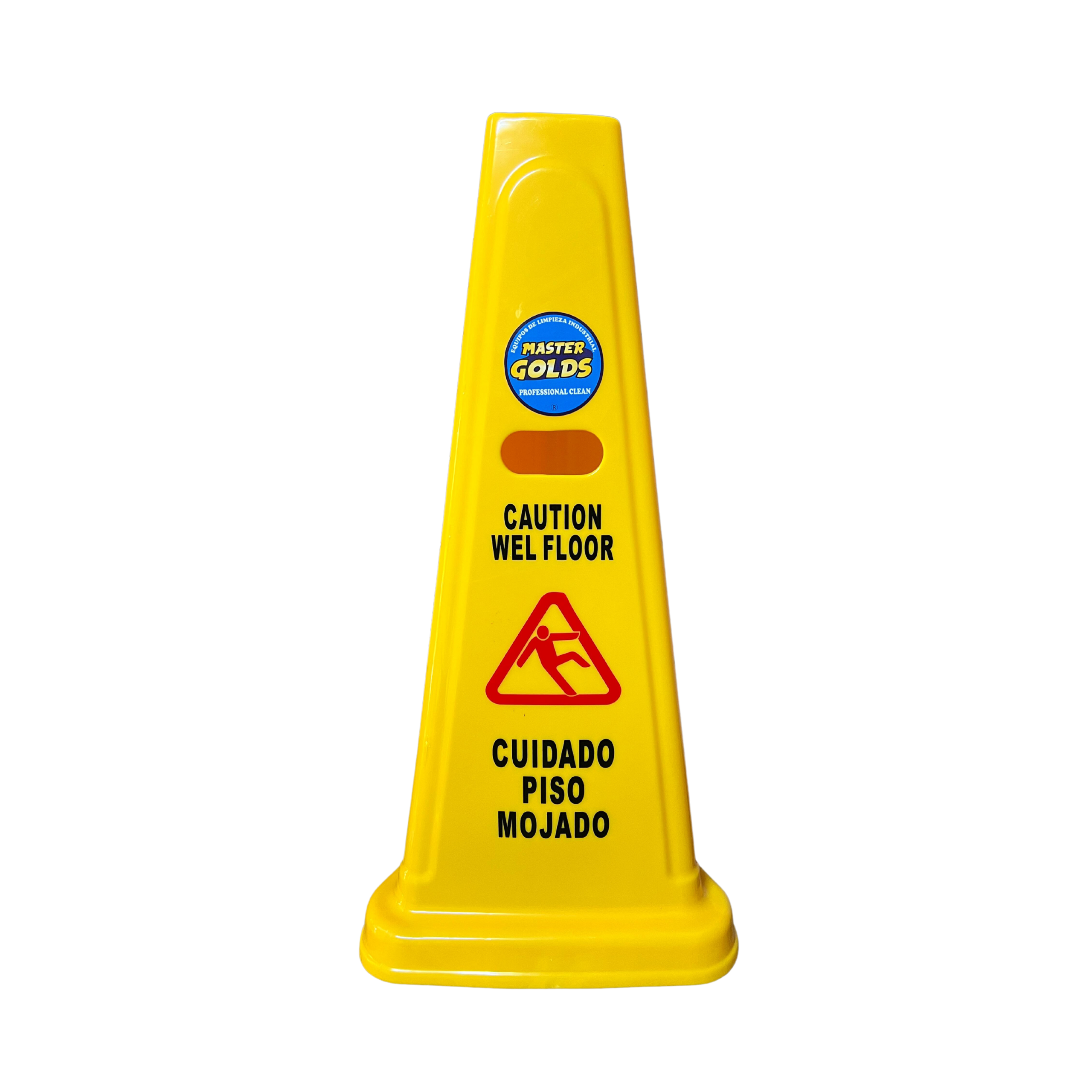 Letrero Preventivo en Forma de Cono "Cuidado Piso Mojado"