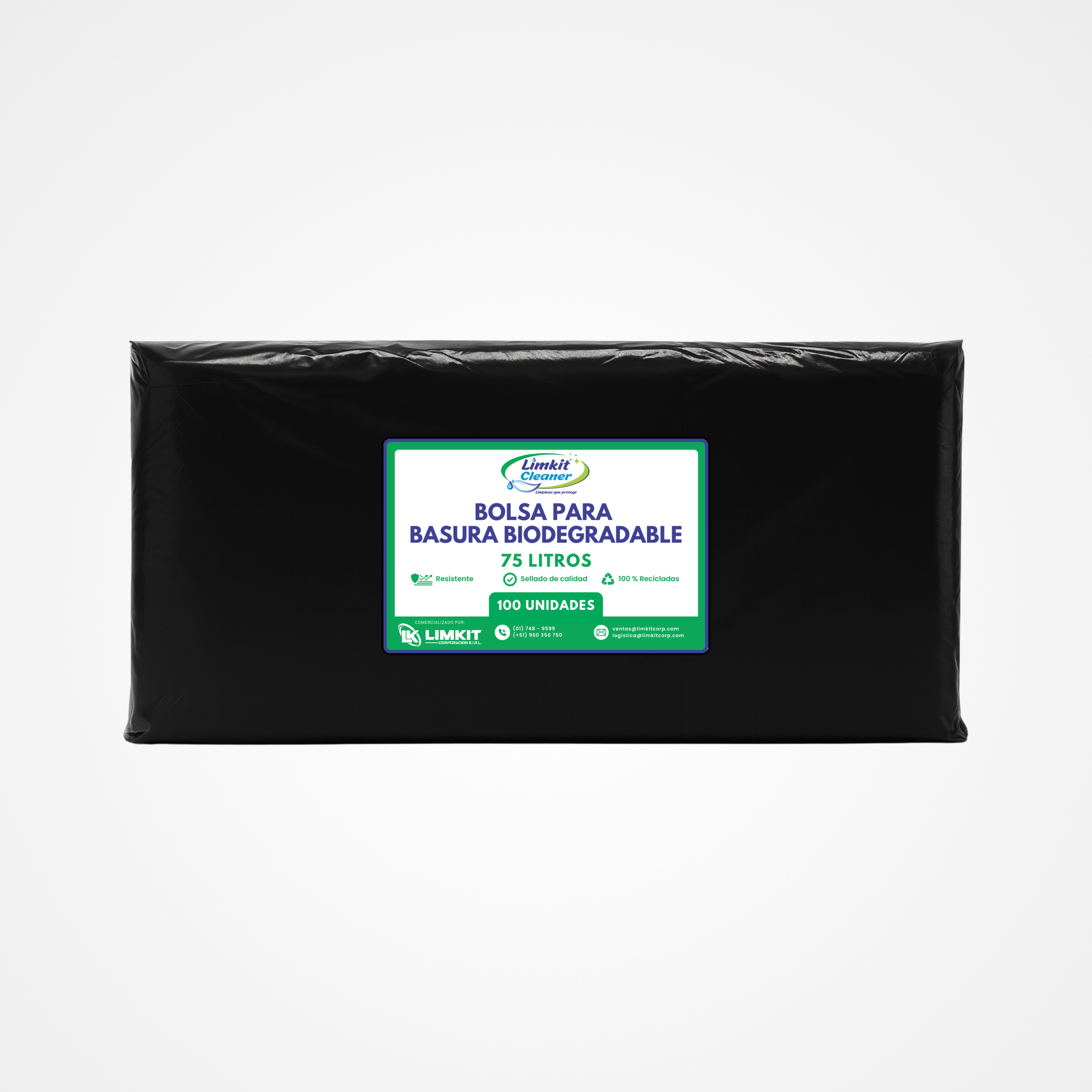 Bolsa de Basura Biodegradable Negra 75 L